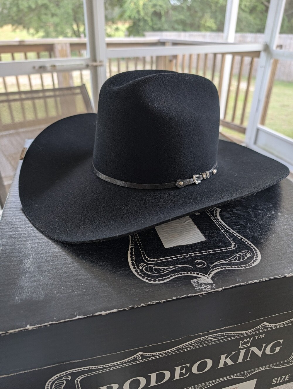 Rodeo King Black 3xxx Wool Blend Cowboy Hat 7 1/4 Long Oval